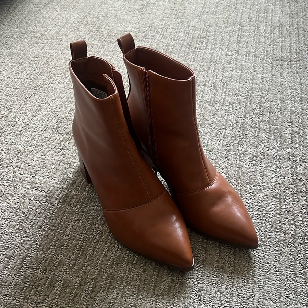 Brown Pointed Toe Booties